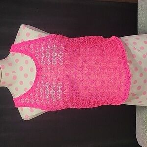 Victoria Secret Pink Knit Crochet Crop Top Sz:XS